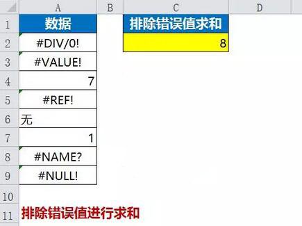 排除錯誤值求和